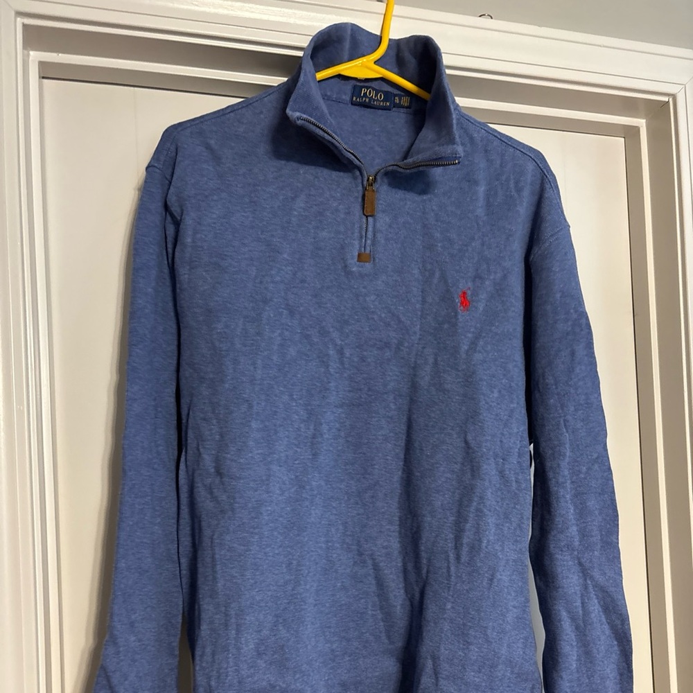Polo Ralph Lauren Men's Blue 1/4 Zip Pullover Pony Logo Sweater Size XL